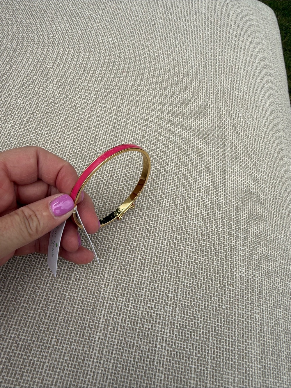 Kate Spade Gold-Tone Bracelet with Pink Enamel Bow Accent - Picture 3 of 4